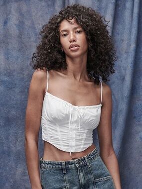 Ghanda White Corset Crop Camisole